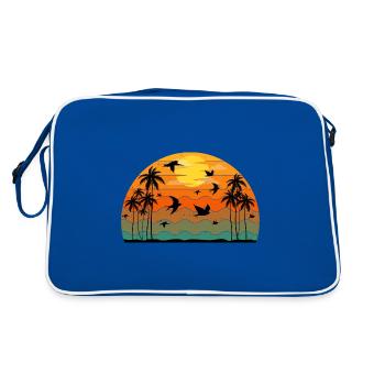 Retro Birding Sunset Vintage Bird Sunrise - Retro Bag - blue/white - Back