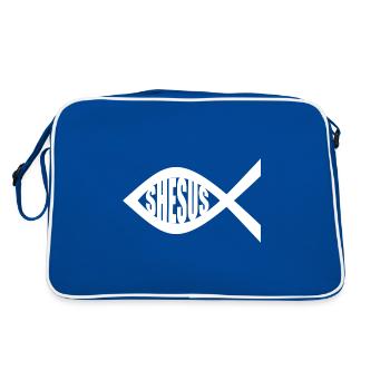 SHESUS FISH - Retro Bag - blue/white - Back