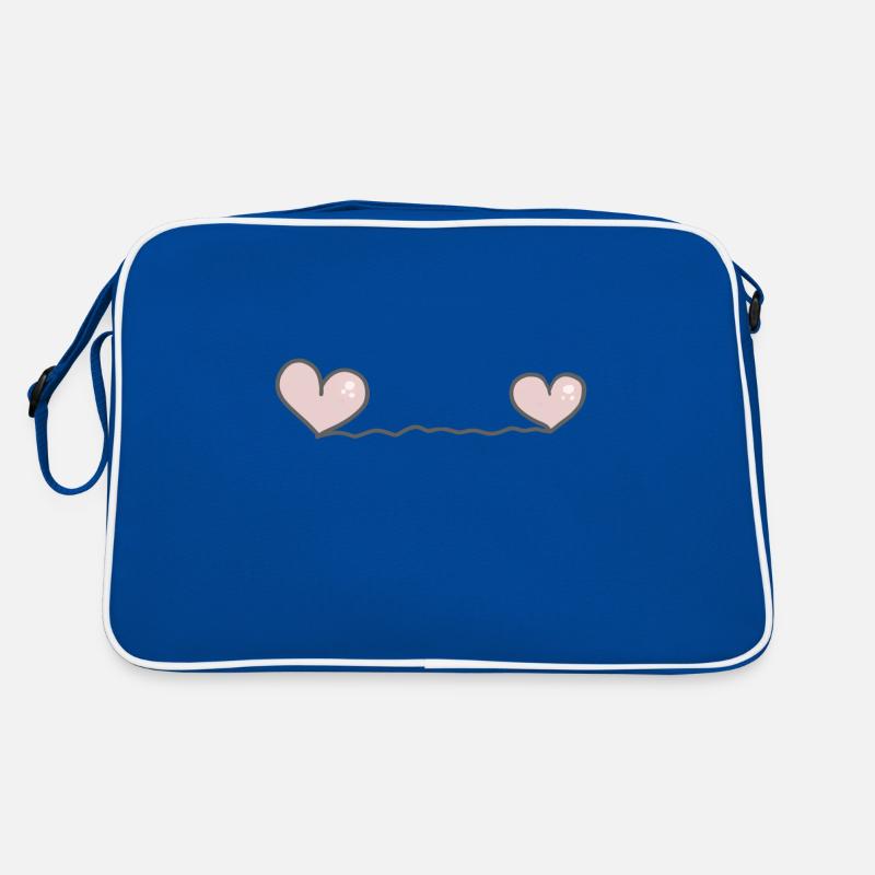 Herz Herzen - Retro Tasche - Blau/Weiß