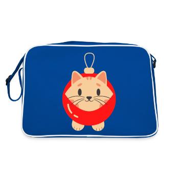 Katze witzig Geschenk Weihnachten Katzenbesitzer - Retro Tasche - Blau/Weiß - Hinten