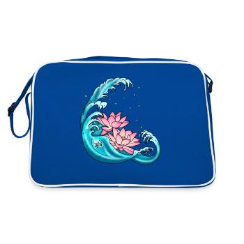 Lotus flower tattoo water lilies - Retro Bag - blue/white - Back