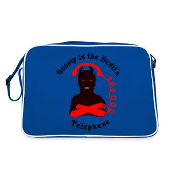 Klatsch ist das Telefon des Teufels - Retro Tasche - Blau/Weiß - Hinten