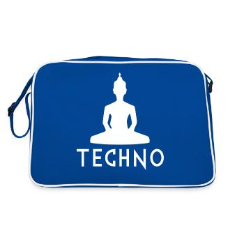 Zitat aus der Techno-Musik - Retro Tasche - Blau/Weiß - Hinten