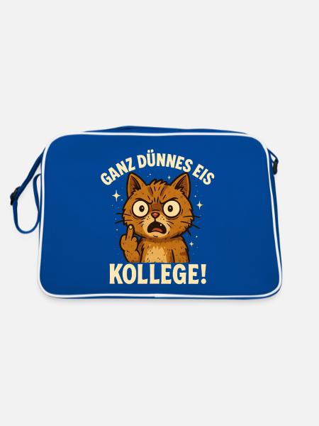 Doigt d’honneur chat lundi collègue de bureau - Sac Retro - bleu/blanc
