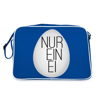 Nur ein Ei - Retro Tasche - Blau/Weiß - Hinten
