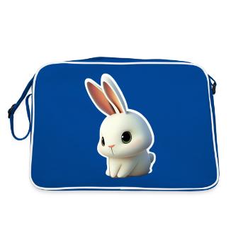 Süßer kleiner Comic Hase 1 - Retro Tasche - Blau/Weiß - Hinten