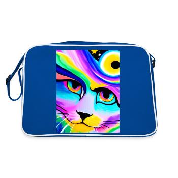 Cosmic Anime Cat Close Up - Retro Bag - blue/white - Back