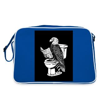 Adler lit un journal sur les toilettes – noir et blanc - Sac Retro - bleu/blanc - Dos