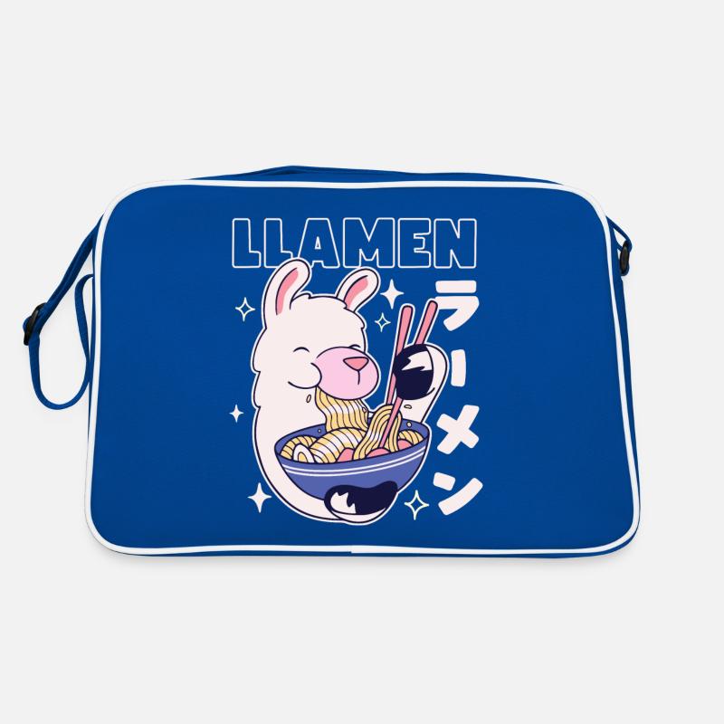 Llamen Kawaii Lama mangeant des ramen Sac Retro