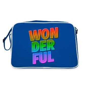 Wonderful | Strahle mit positiver LGBTQ Energie - Retro Tasche - Blau/Weiß - Hinten