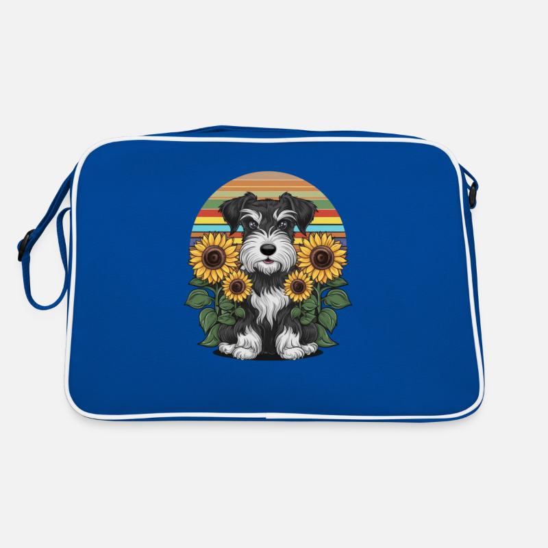 Mignon schnauzer nain aux tournesols Sac Retro