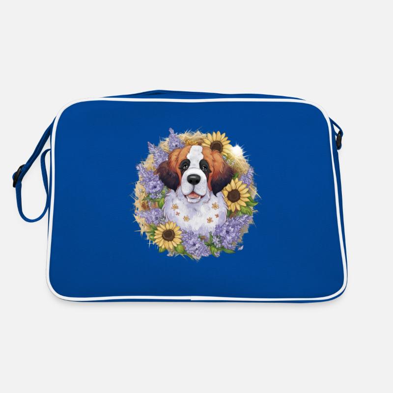 Bernhardiner mit Sonnenblumen Retro Tasche