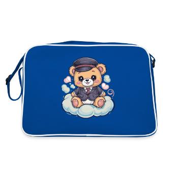 Cute teddy bear with trational school uniform - Retro Bag - blue/white - Back