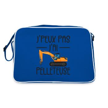 J'peux Pas J'ai Pelleteuse Cadeau Drôle Chantier - Sac Retro - bleu/blanc - Dos