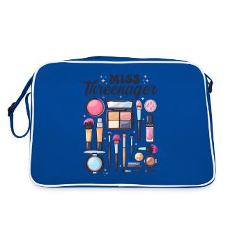 Miss Threenager Spa Make-up 3. Geburtstag Familie - Retro Tasche - Blau/Weiß - Hinten