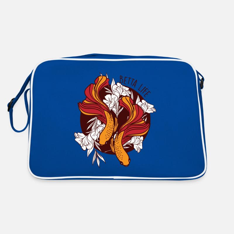 Siamesischer Kampffisch Betta Life - Retro Tasche - Blau/Weiß