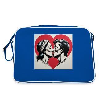 Küssen - Retro Tasche - Blau/Weiß - Hinten