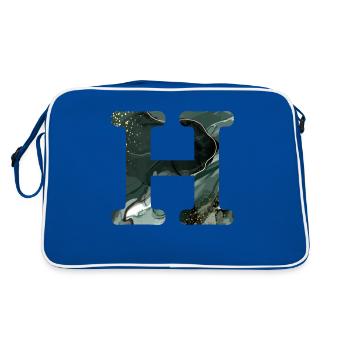 Letter h marbled green - Retro Bag - blue/white - Back