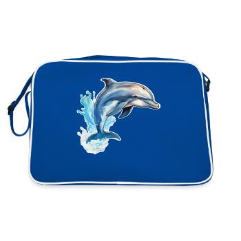 Dolphin jumping - Retro Bag - blue/white - Back