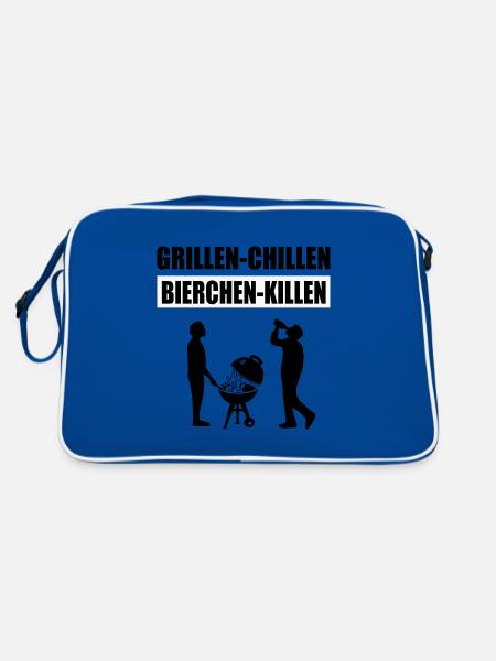 BBQ - Retro Tasche - Blau/Weiß - Hinten