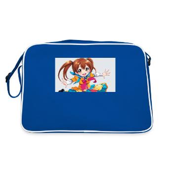 Ein niedliches manga maedchen - Retro Tasche - Blau/Weiß - Hinten