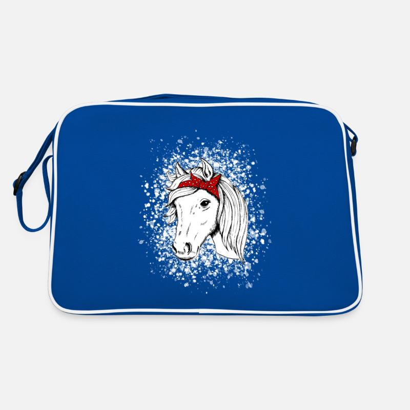 Pferd mit Schneeflocken Retro Tasche