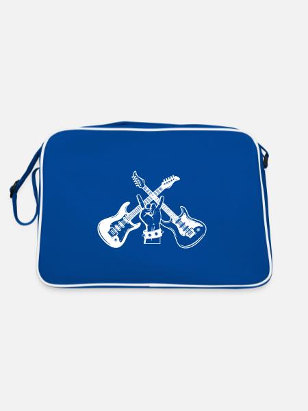 Guitar Gift Rock Music Concert Band - Retro Bag - blue/white - Back
