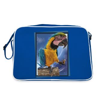 The blue and yellow macaw - Retro Bag - blue/white - Back