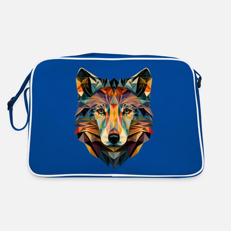 Wolf Face Geometric Abstract colorful Retro Bag