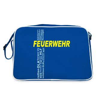 Feuerwehr Shirt mit deinem eigenen Stadtnamen - Retro Tasche - Blau/Weiß - Hinten