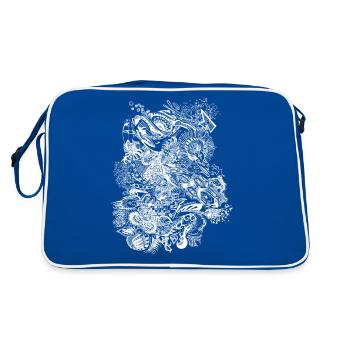 's doodle - Retro Tasche - Blau/Weiß - Hinten