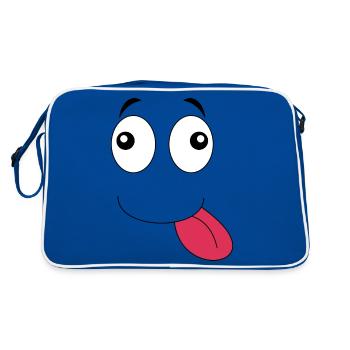 Zungengesicht - Retro Tasche - Blau/Weiß - Hinten