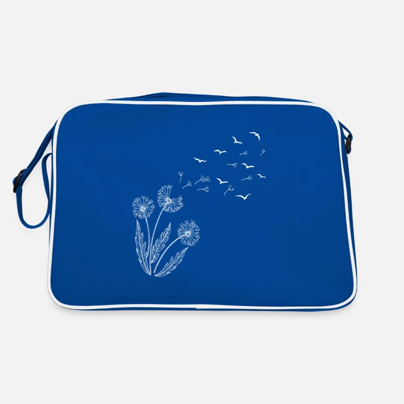 Pusteblume im Wind mit Vögeln - Weiß Retro Tasche