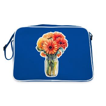 Gerbera Daisies - Retro Tasche - Blau/Weiß - Hinten