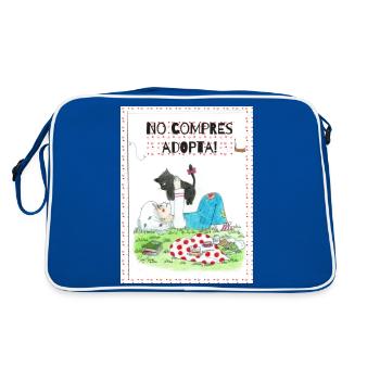 Adoptiere eine pelzige Familie - Retro Tasche - Blau/Weiß - Hinten