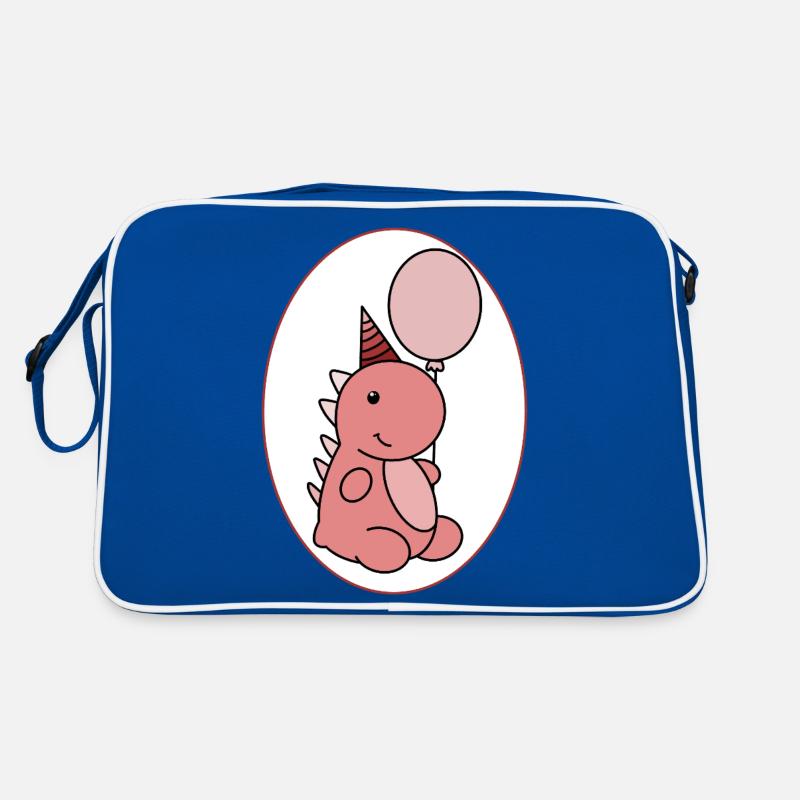 Geburtstag Dino - Retro Tasche - Blau/Weiß