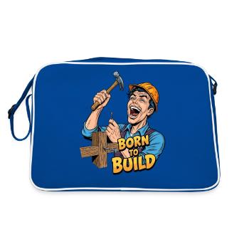 BORN TO BUILD: Mein Herz schlägt für's Handwerk! - Retro Tasche - Blau/Weiß - Hinten