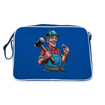 Handwerker Stolz: Hammerharte Arbeit! - Retro Tasche - Blau/Weiß - Hinten