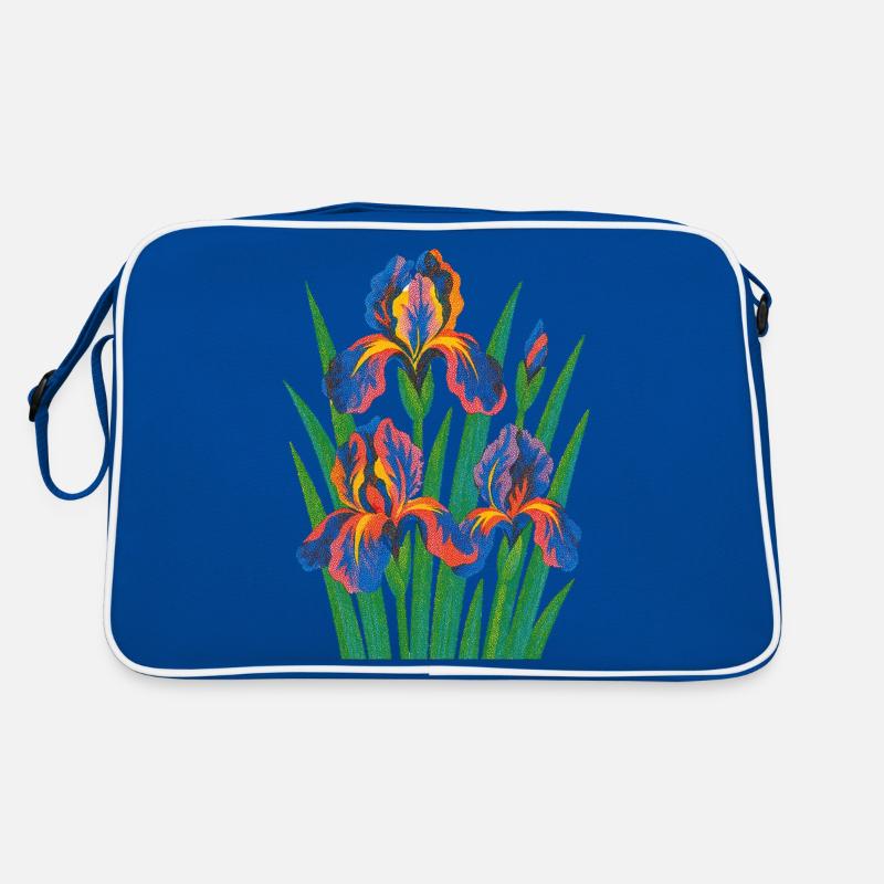 Retro Iris Blumige Blüte Retro Tasche
