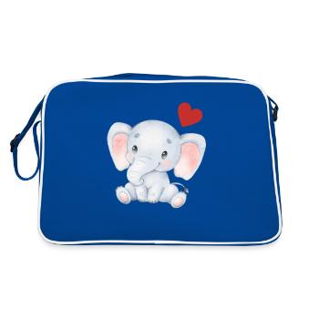 Éléphant Bébé Nourrisson Coeur Enfants T-shirt - Sac Retro - bleu/blanc - Dos