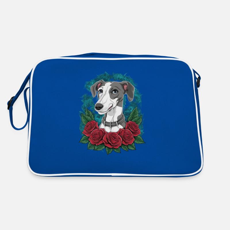 Süßer Windhund mit hübschen Rosen Retro Tasche