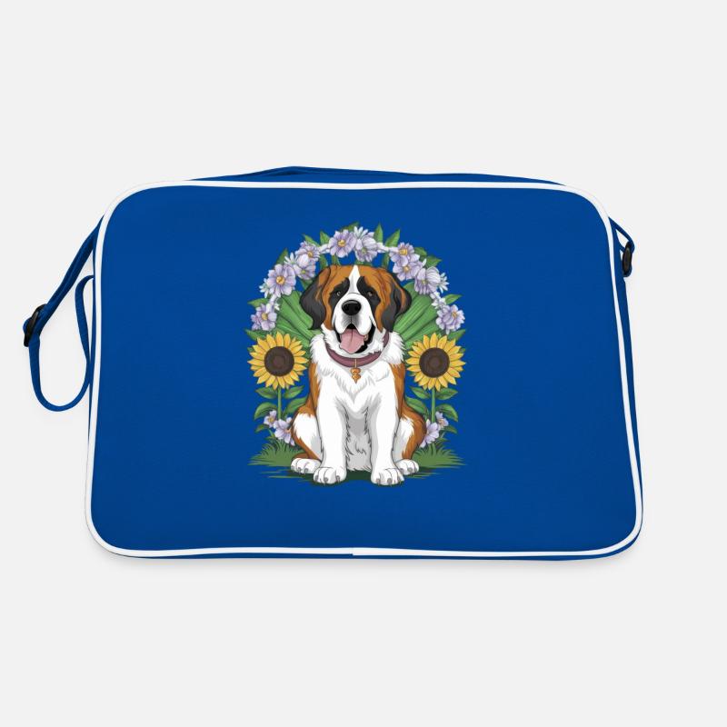 St. Bernard with sunflowers Retro Bag