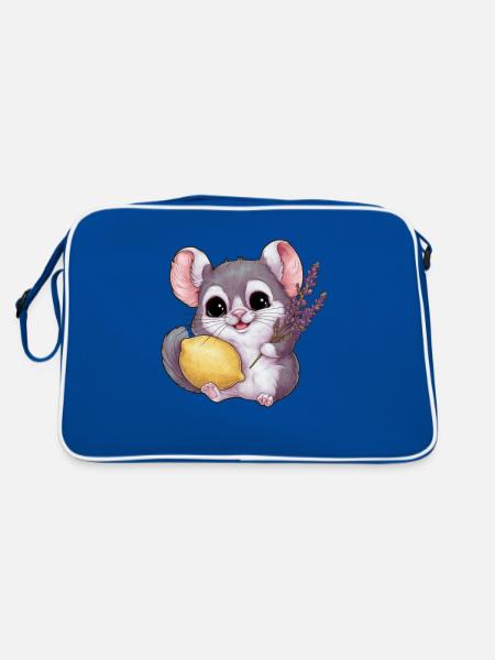 Kawaii Chinchilla with Lemon and Lavender - Retro Bag - blue/white - Back