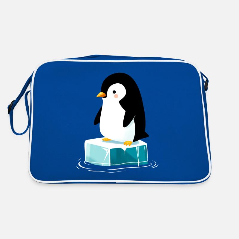 Kleiner Pinguin auf Eisblock Retro Tasche