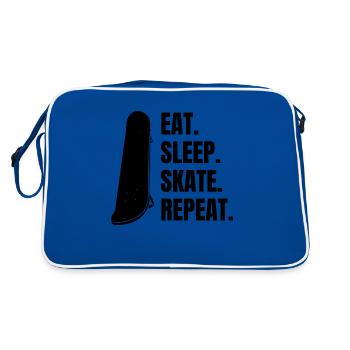 Skateboard Sakten Skateboarding Skater Longboard - Retro Tasche - Blau/Weiß - Hinten
