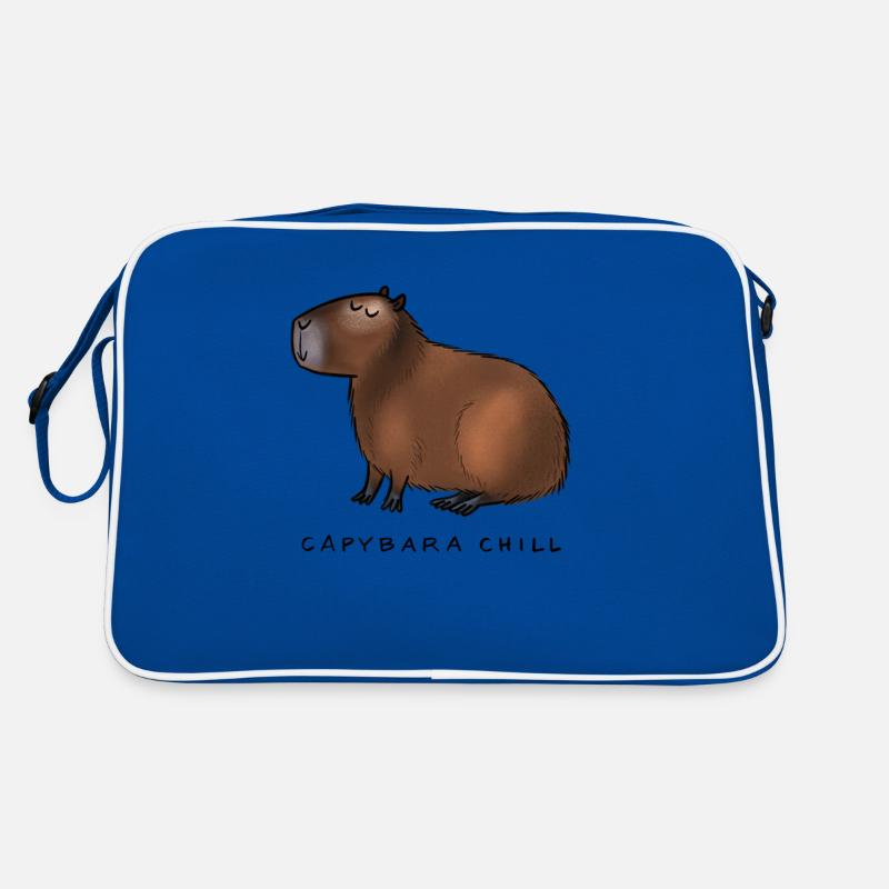 Capybara Chill - Retro Tasche - Blau/Weiß