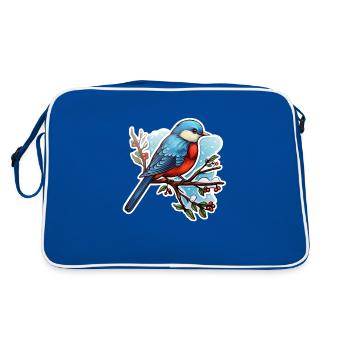 Wintervogel - Retro Tasche - Blau/Weiß - Hinten
