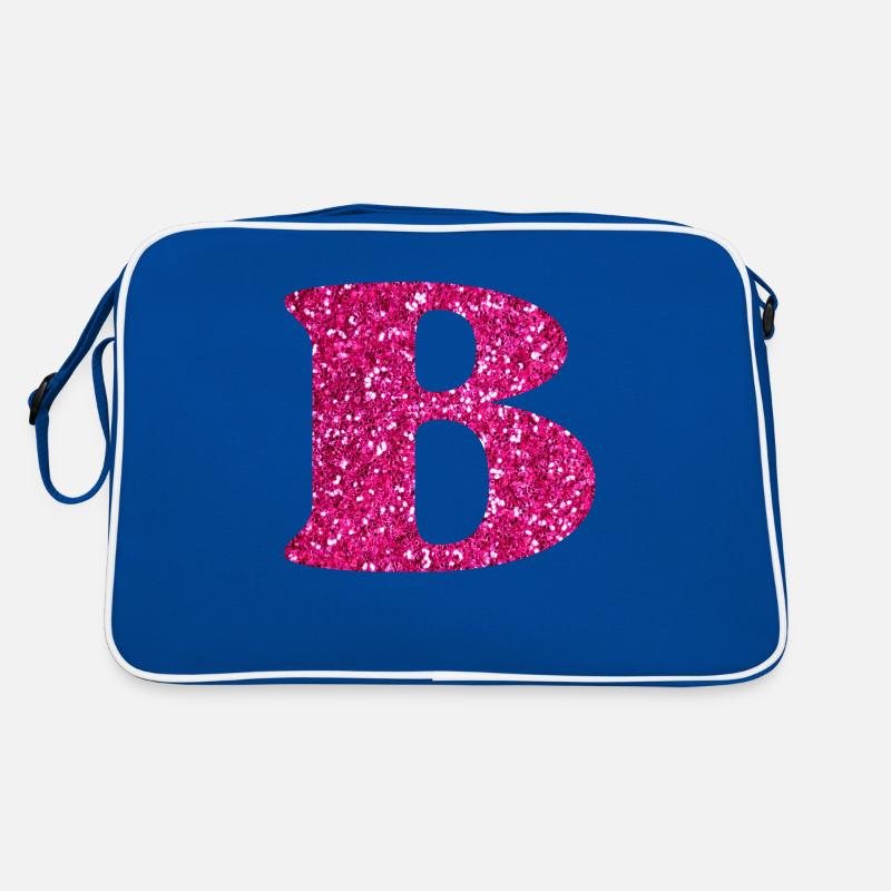 Buchstabe b rosa Glitzer Retro Tasche
