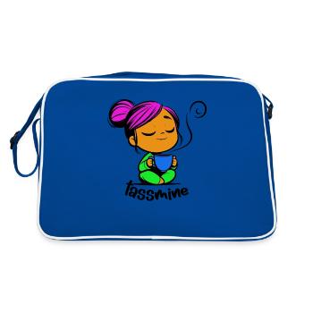 Tassmine relaxes with a cup of tea or coffee - Retro Bag - blue/white - Back