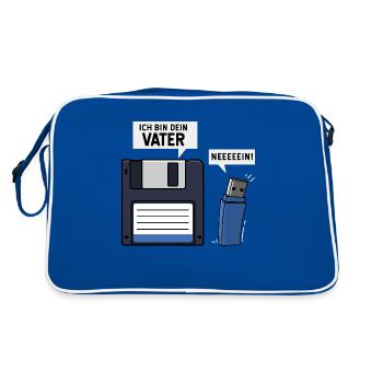Ich Bin Dein Vater Diskette USB Stick - Retro Tasche - Blau/Weiß - Hinten